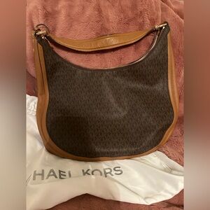 Michael Kors Signature Brown and Tan Hobo Bag